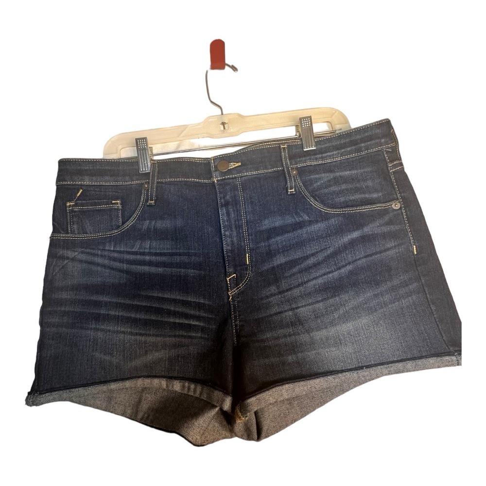Mossimo Denim‎ Jean Shorts Womens 16 Blue Power Stretch High Rise Midi Cuffed
